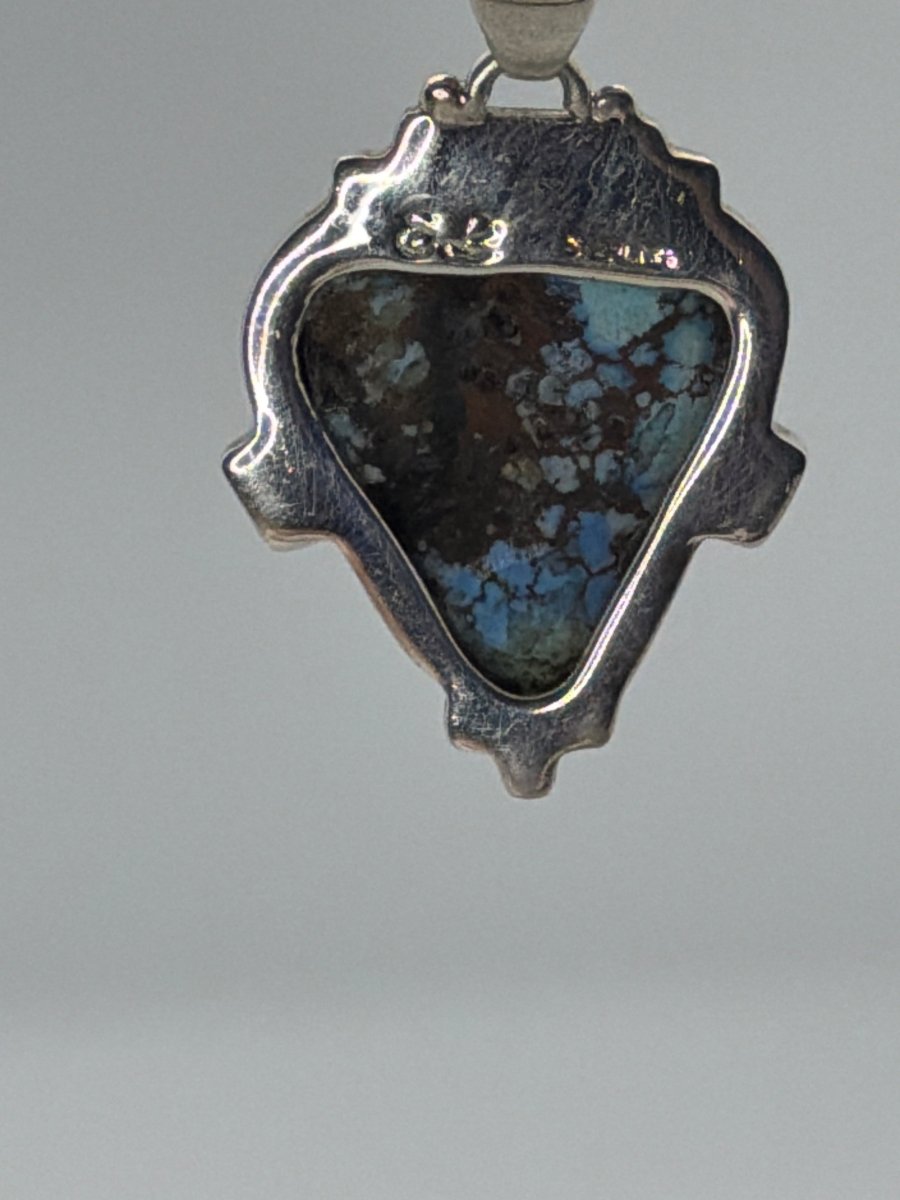 Golden Hills Turquoise Pendant with Inlaid Bail, by L&W Begay - Turquoise Mustang
