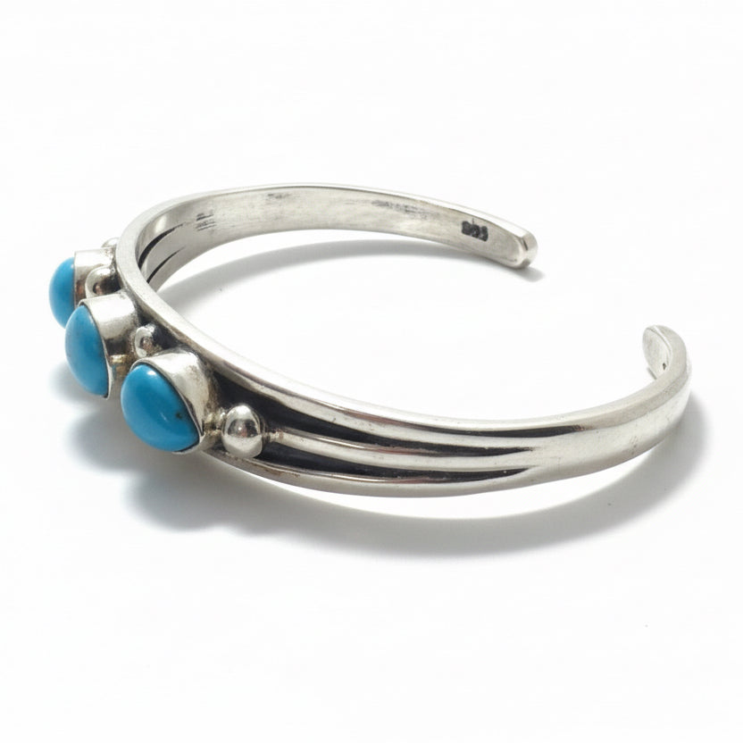 Three Stone Turquoise Cuff, OP - Turquoise Mustang