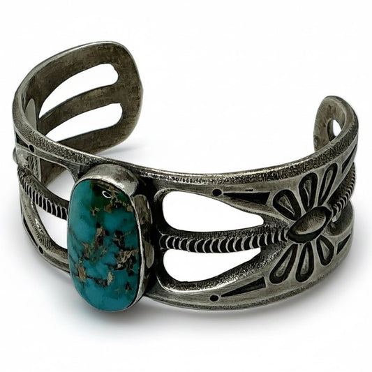 Tufa Cast Cuff Royal Blue Royston Turquoise by Robert Deutsawe Jr, Zuni - Turquoise Mustang