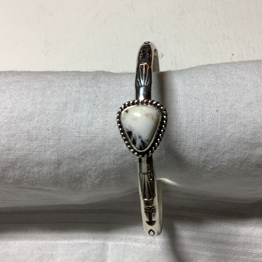 Bracelet, Petite, Sm Triangle White Buffalo, Fred Guerro Jr. (1) - Turquoise Mustang