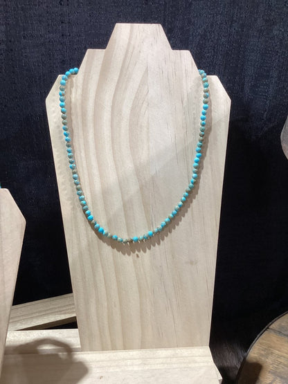 18” x 5mmBlue Green Kingman Turquoise Rounds Necklace - Turquoise Mustang