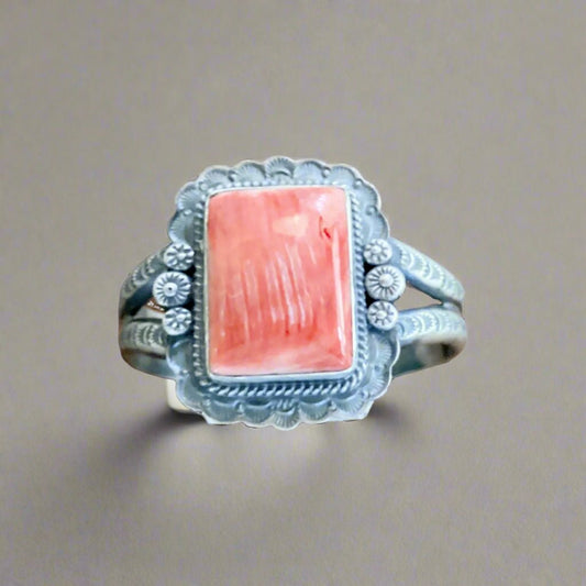 Large Rectangular Spiny Oyster Shield Cuff - Turquoise Mustang
