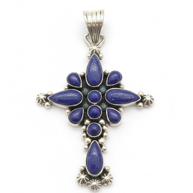 The Oleander Elegant Cross Pendant in Premium Blue Lapis - Turquoise Mustang