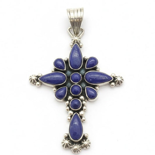 The Oleander Elegant Cross Pendant in Premium Blue Lapis - Turquoise Mustang