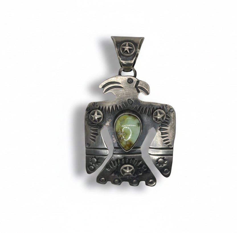Palomino Variscite Thunderbird Pendant, Chimney Butte Studios - Turquoise Mustang