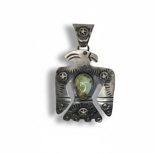 Palomino Variscite Thunderbird Pendant, Chimney Butte Studios - Turquoise Mustang