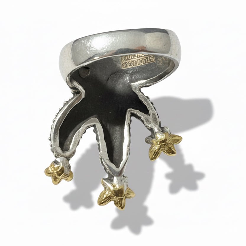 Dimensional Cactus with Gold Flowers and Sonoran Cab, Size 7 by GL Studios - Turquoise Mustang