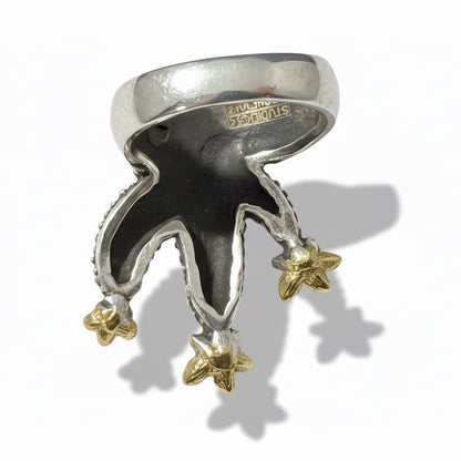 Dimensional Cactus with Gold Flowers and Sonoran Cab, Size 7 by GL Studios - Turquoise Mustang