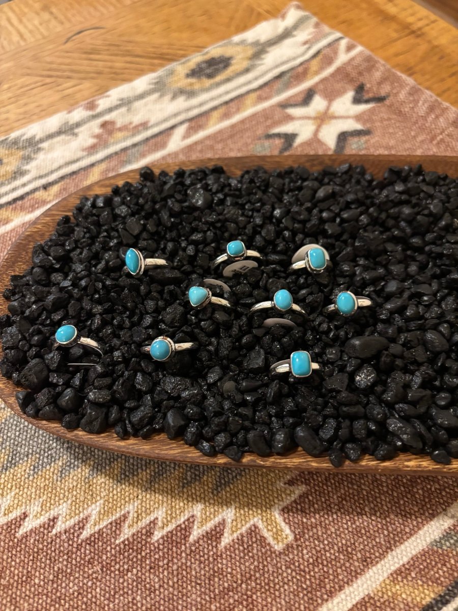 Assorted Small Stacker Rings, Turquoise - Turquoise Mustang