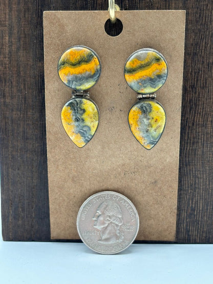 The Verbena Hinged Post Earrings - Turquoise Mustang