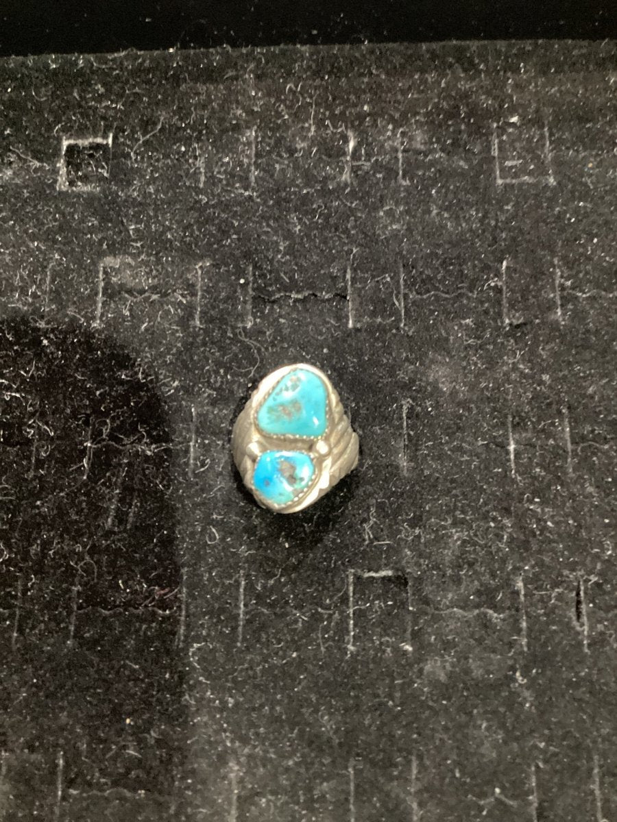 Vintage Sleeping Beauty Turquoise Men's Ring, Navajo, Size 9.75 - Turquoise Mustang