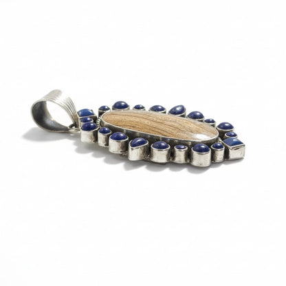 Jasper and Lapis Cluster Pendant, Dan Dodson - Turquoise Mustang