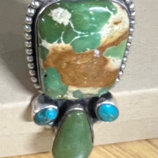 Ring, Extra Large Royston 7 Stone, B. Johnson - Turquoise Mustang