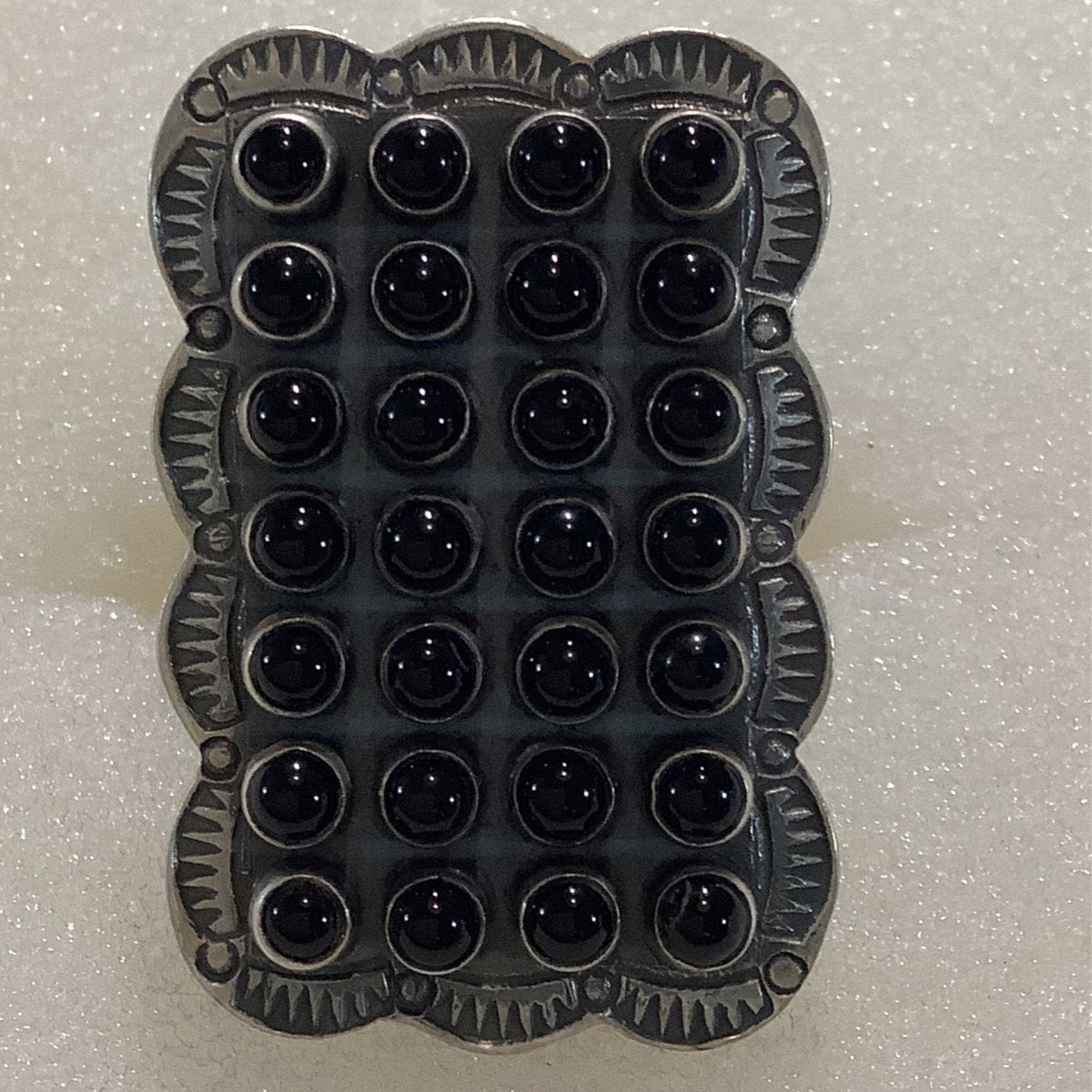 Ring, Onyx, Rectangle Cluster, 28 stone, DD - Turquoise Mustang