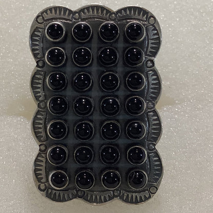 Ring, Onyx, Rectangle Cluster, 28 stone, DD - Turquoise Mustang