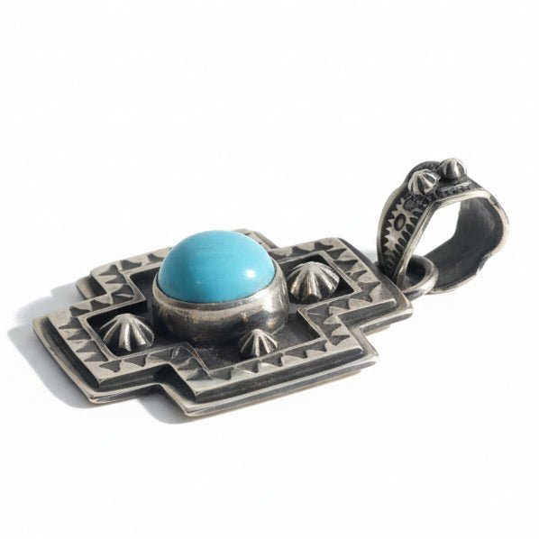 Navajo-Style Cross Pendant with Pearl or Turquoise, by Dan Dodson - Turquoise Mustang