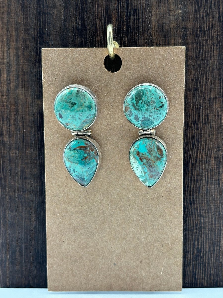 The Verbena Hinged Post Earrings - Turquoise Mustang