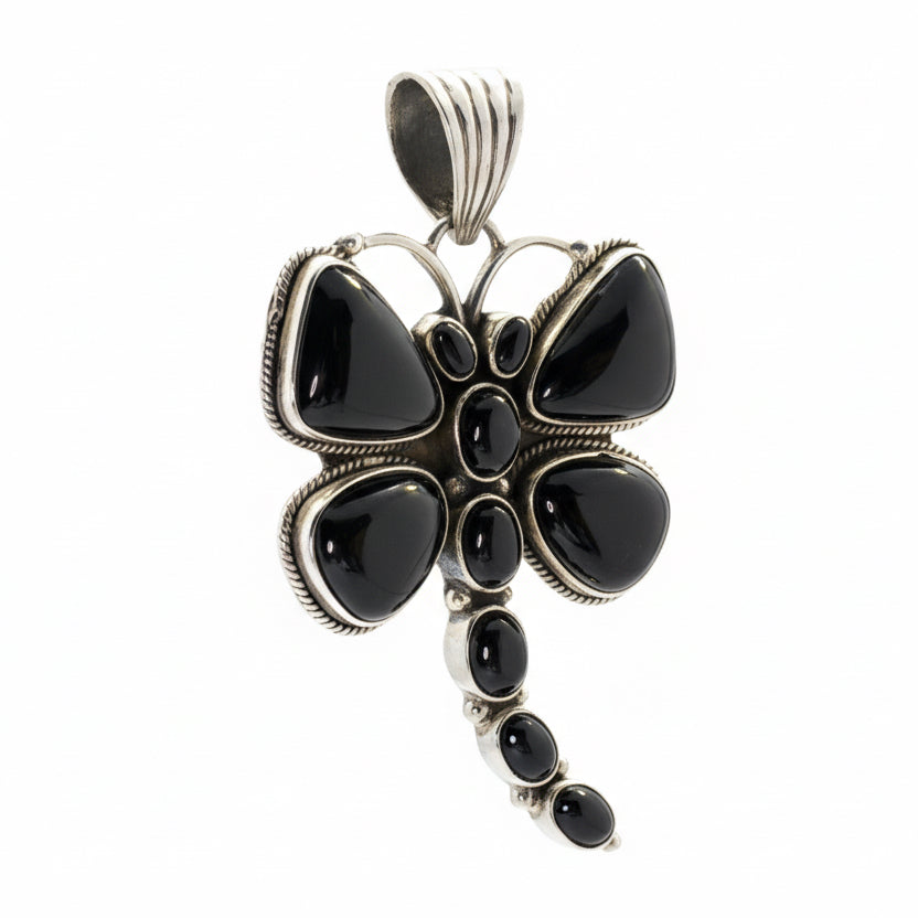 11 - Stone Black Onyx Dragonfly Pendant by Dan Dodson - Turquoise Mustang