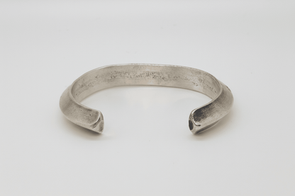Bracelet, Early (circa 1970) heavy triangle wire, stamped cuff attributed to Tahe family - Turquoise Mustang