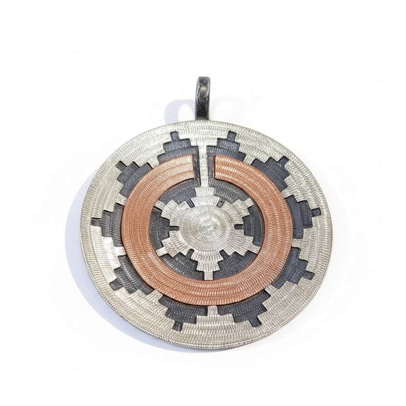 Navajo Basket Pendant, Ronald Begay - Turquoise Mustang
