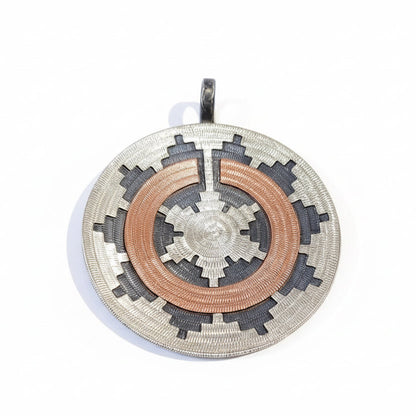 Navajo Basket Pendant, Ronald Begay - Turquoise Mustang