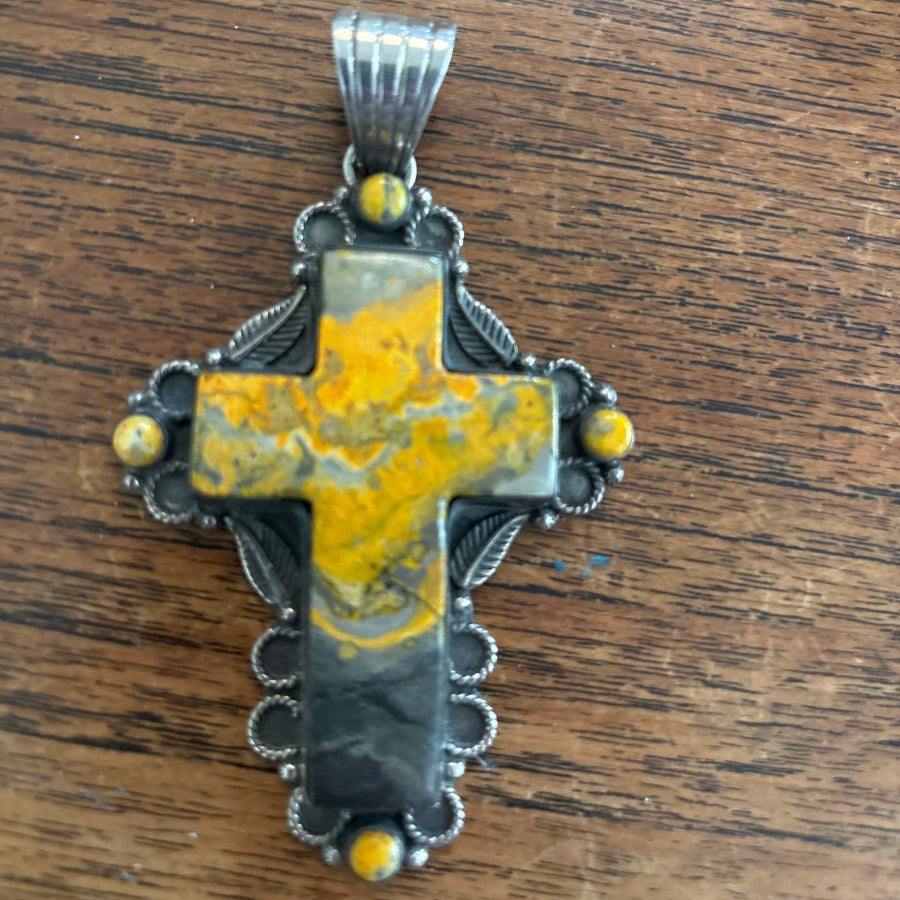 The Primrose Cross Pendant - Turquoise Mustang