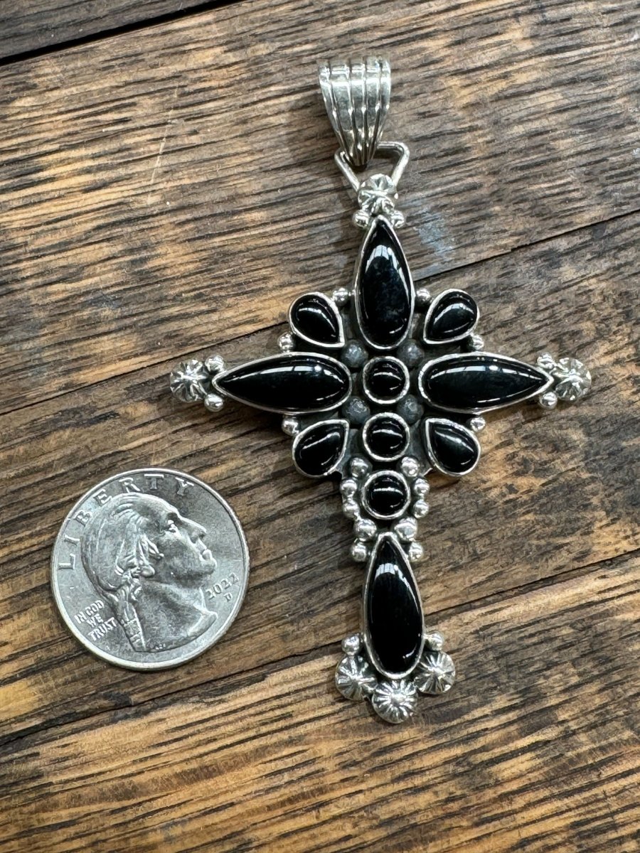 The Oleander Elegant Cross Pendant - Turquoise Mustang