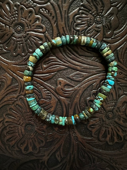 6mm Blue Cloud Mountain Turquoise Stretch Bracelet (6.5”–8”) - Turquoise Mustang