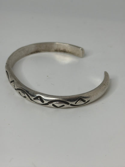 Navajo Scrollwork Sterling Silver Cuff - Turquoise Mustang