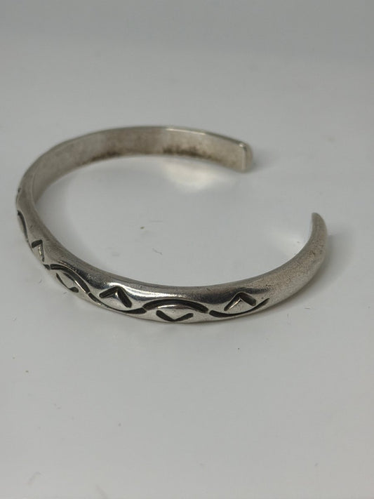 Navajo Scrollwork Sterling Silver Cuff - Turquoise Mustang