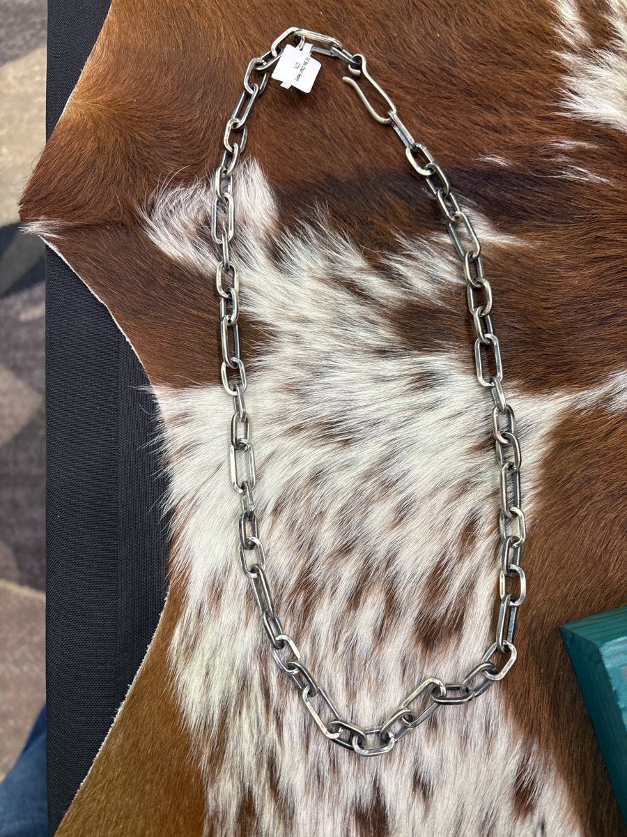 24” Extra Heavy Gauge Paperclip Chain, Ray Adakai - Turquoise Mustang