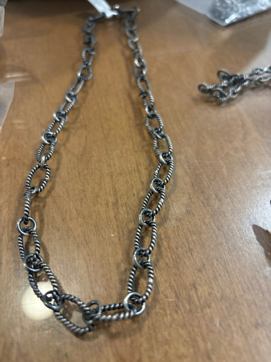 Rope & Oxidized Oxidized Link Chain, 20" - Turquoise Mustang