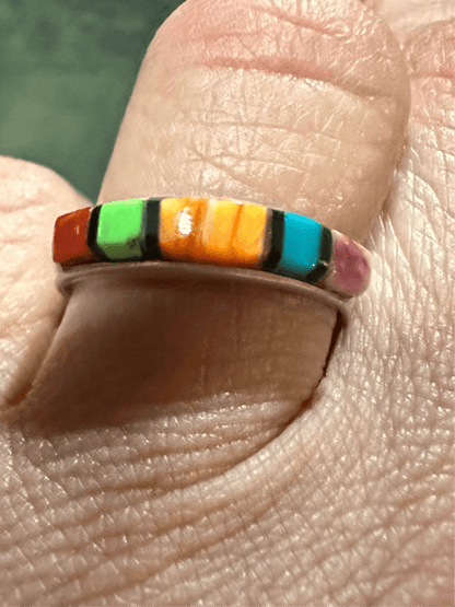 Traditional Design Navajo Multi - stone Band - Turquoise Mustang