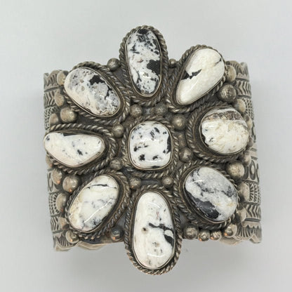 White Buffalo Cluster Cuff, Jimmie Yazzie - Turquoise Mustang