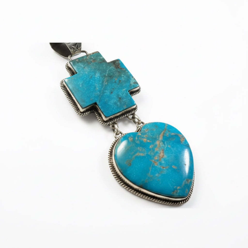The Bleeding Heart Pendant in Premium Blue Kingman/Premium Blue Kingman - Turquoise Mustang