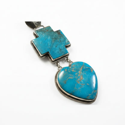 The Bleeding Heart Pendant in Premium Blue Kingman/Premium Blue Kingman - Turquoise Mustang