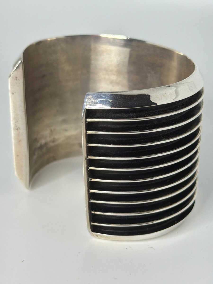 Contemporary Sterling Silver Cuff Bracelet, Tom Hawk - Turquoise Mustang
