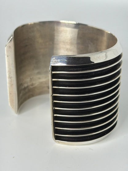 Contemporary Sterling Silver Cuff Bracelet, Tom Hawk - Turquoise Mustang