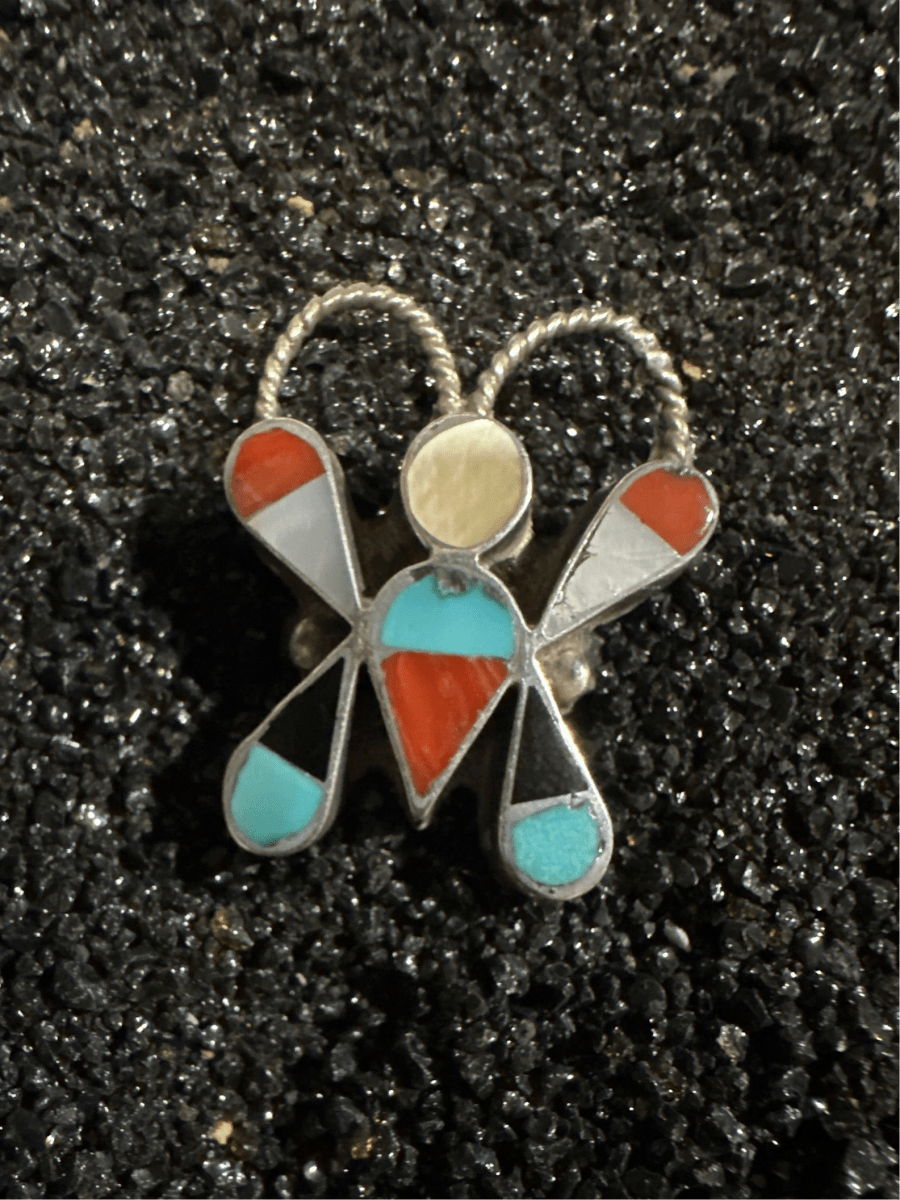 Vintage zuni Dimensional Butterfly Ring - Turquoise Mustang