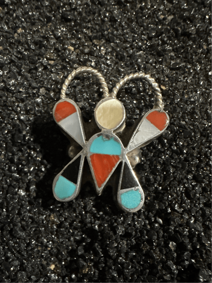 Vintage zuni Dimensional Butterfly Ring - Turquoise Mustang