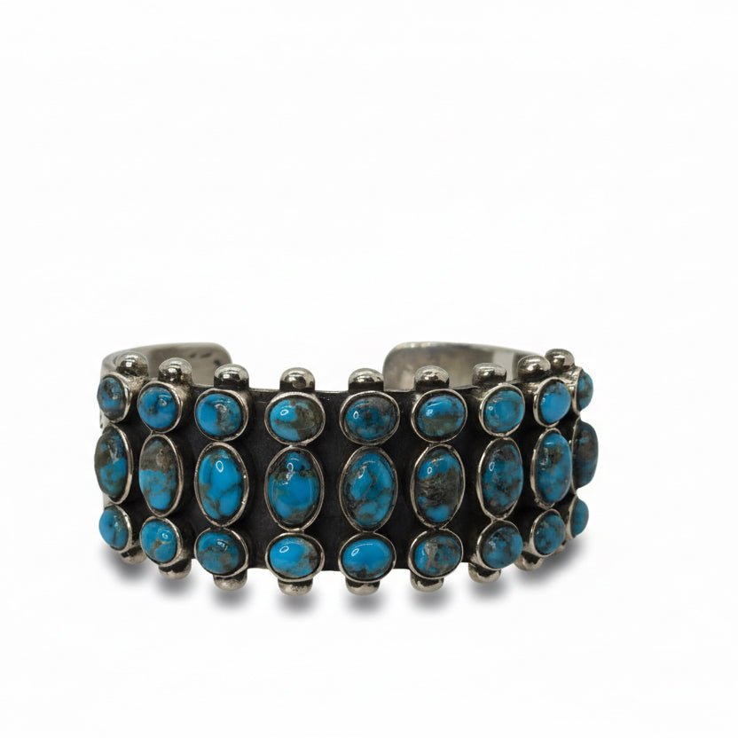 Payson Extra - Large Men’s 27 - Stone Cuff Bracelet In Premium Kingman— by TM - Turquoise Mustang