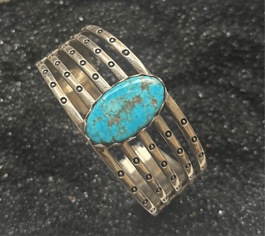 Stampede Extra Large Mens Single stone Cuff by TM - Turquoise Mustang
