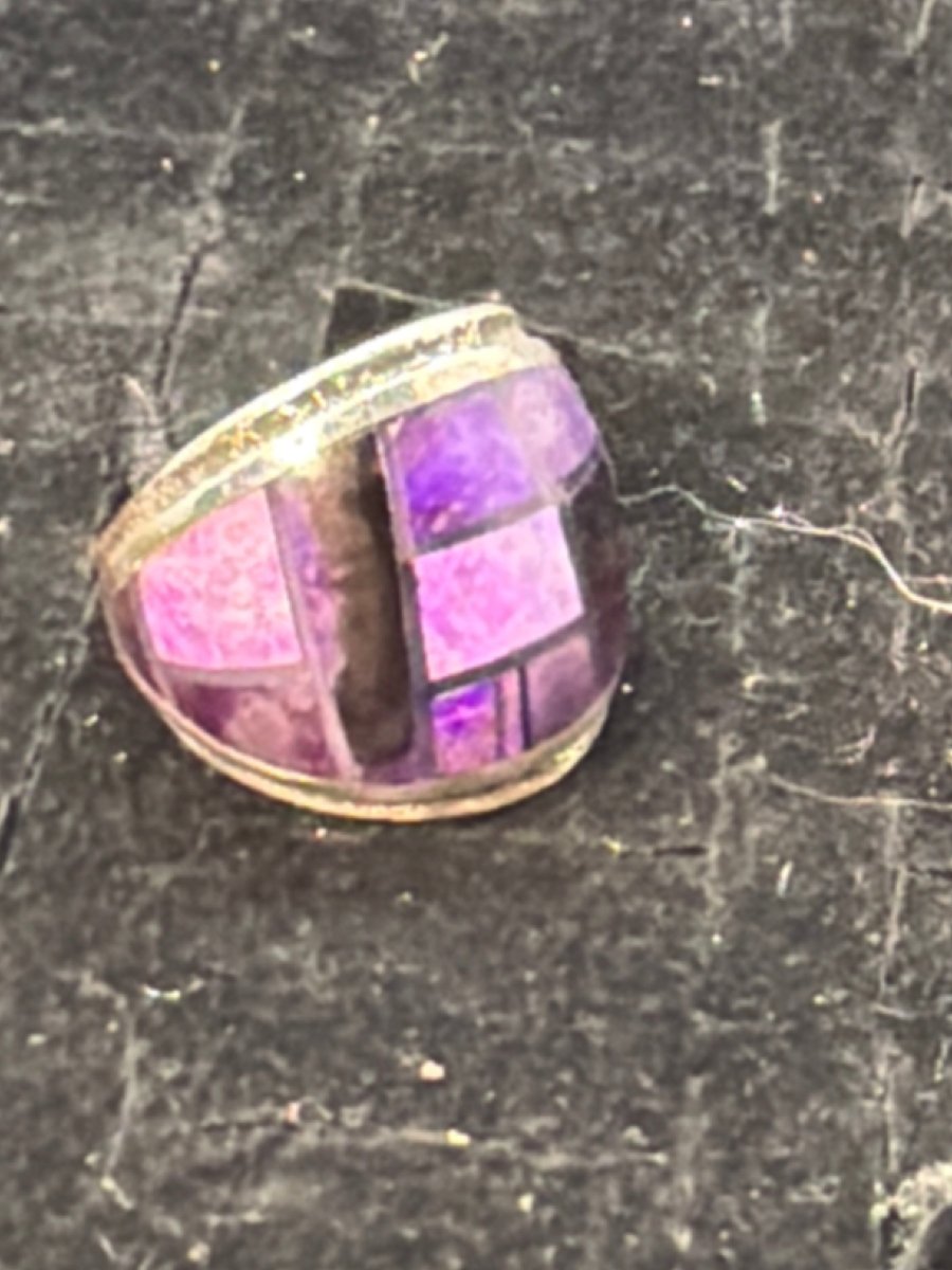 Sugilite Inlay Mosaic Ring, Size 8 Lester James - Turquoise Mustang