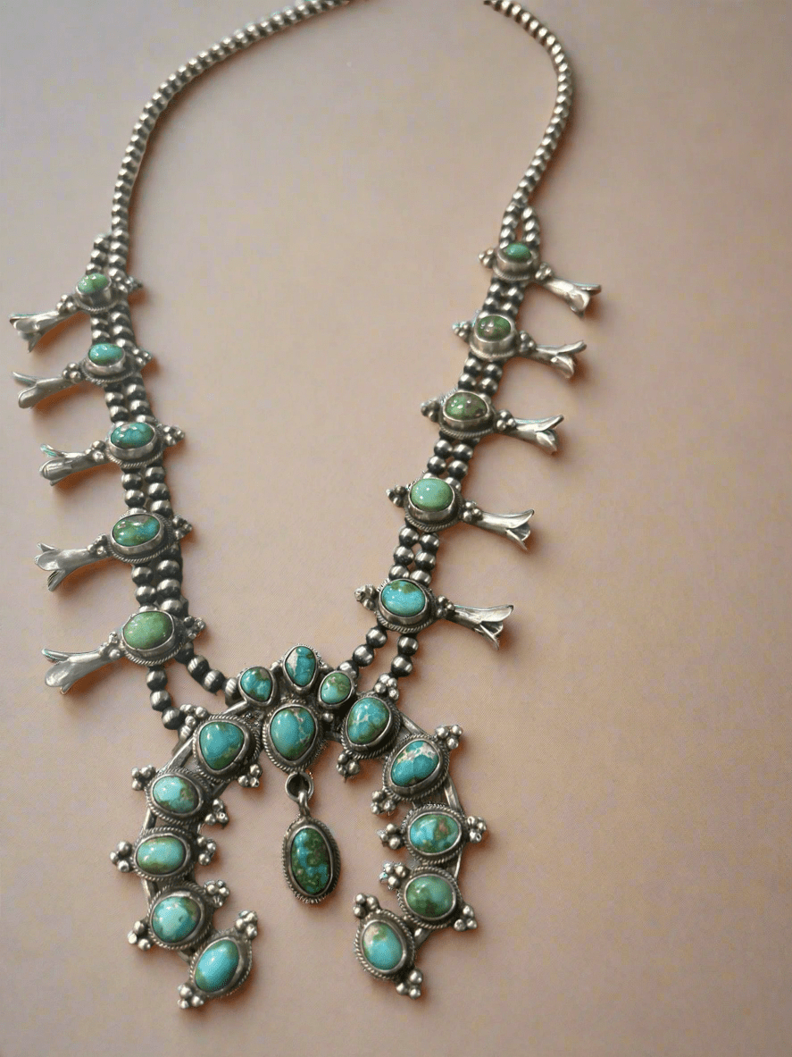 Necklace, Medium Sonoran Gold Squash blossom , Becenti. - Turquoise Mustang