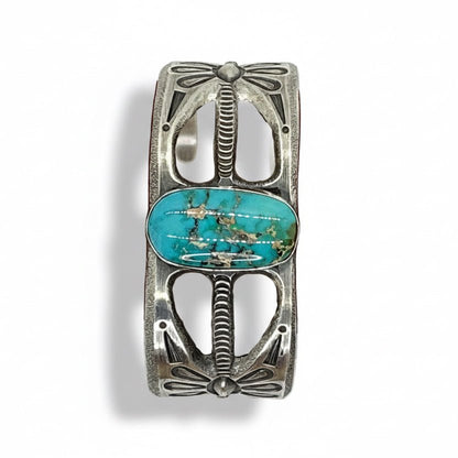 Tufa Cast Cuff Royal Blue Royston Turquoise by Robert Deutsawe Jr, Zuni - Turquoise Mustang