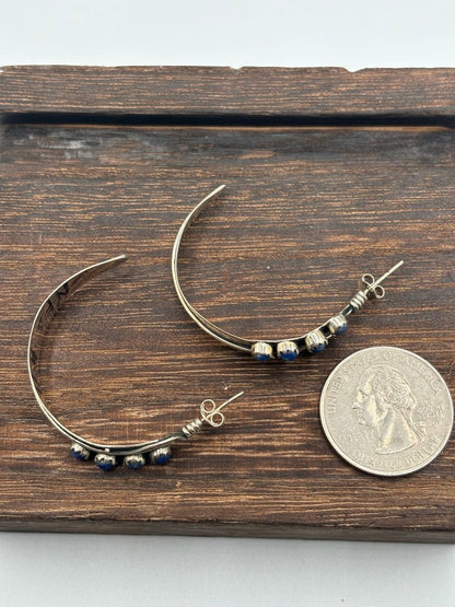 The Lady Slipper Half Hoop Feather Earring - Turquoise Mustang