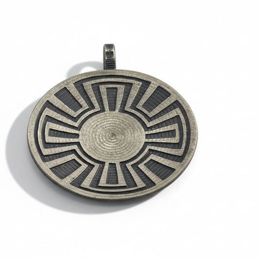Man in the Maze Basket Pendant, Ronald Begay - Turquoise Mustang