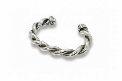 Heavy and Thick Double Twist Cuff Bracelet with White Buffalo Endcap Stones - Turquoise Mustang