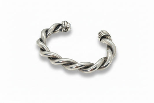 Heavy and Thick Double Twist Cuff Bracelet with White Buffalo Endcap Stones - Turquoise Mustang