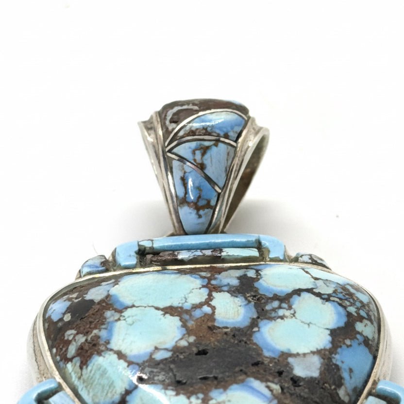 Golden Hills Turquoise Pendant with Inlaid Bail, by L&W Begay - Turquoise Mustang